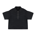 Gumbo Unisex Vintage Wash Boxy Quarter-Zip Denim Shirt