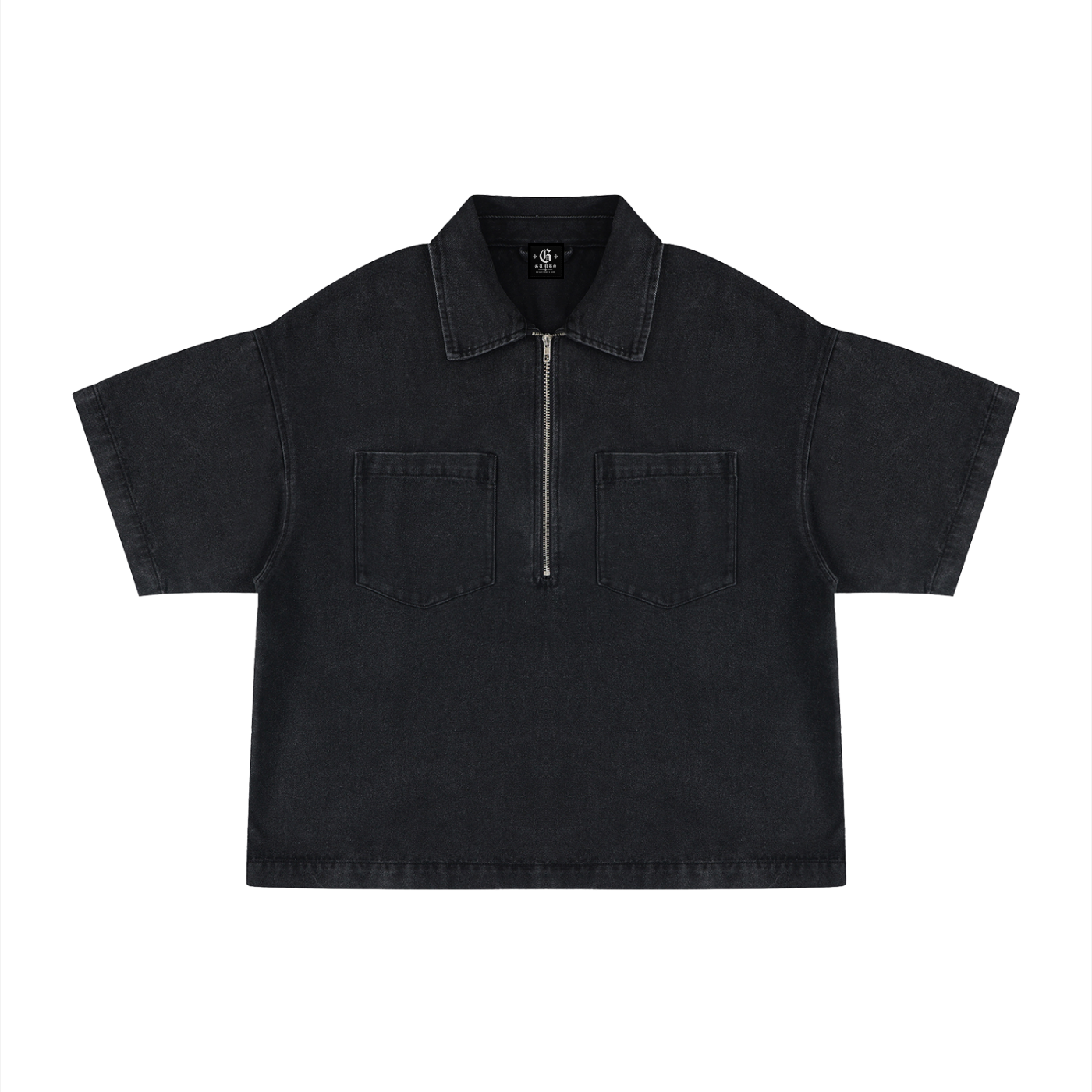 Gumbo Unisex Vintage Wash Boxy Quarter-Zip Denim Shirt
