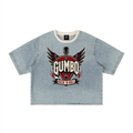 Gumbo Rock 'n Roll Collection - Unisex Vintage Wash Boxy Raw Hem Denim T-Shirt