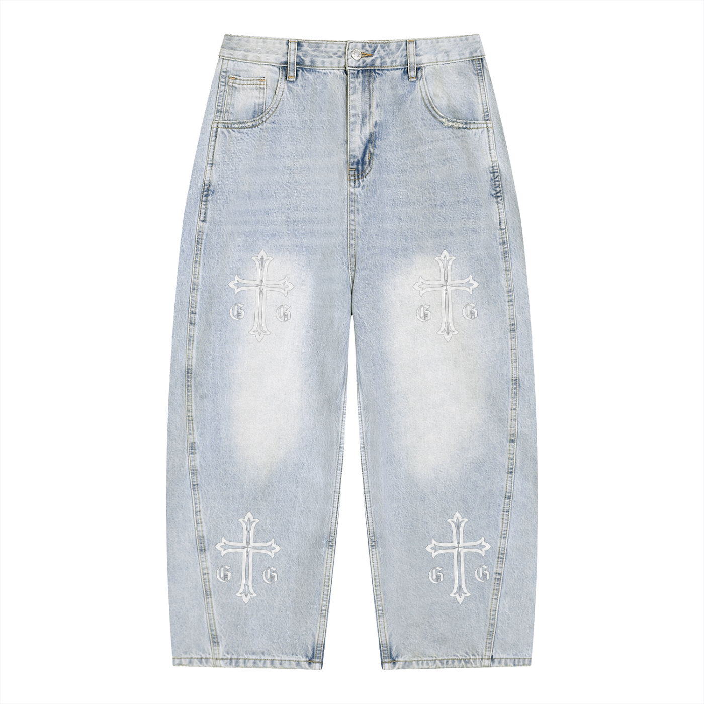 Gumbo Rock Star Men's Vintage Wash Barrel Leg Jeans