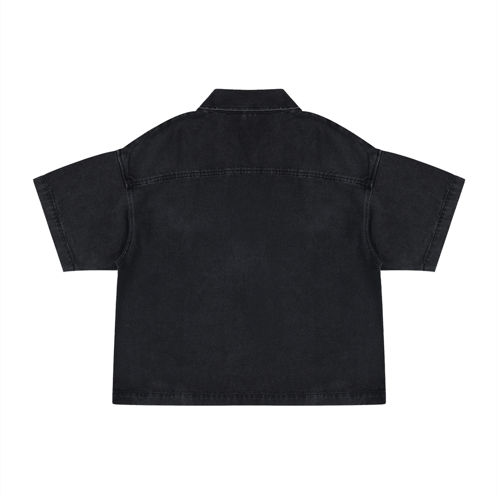 Gumbo Unisex Vintage Wash Boxy Quarter-Zip Denim Shirt