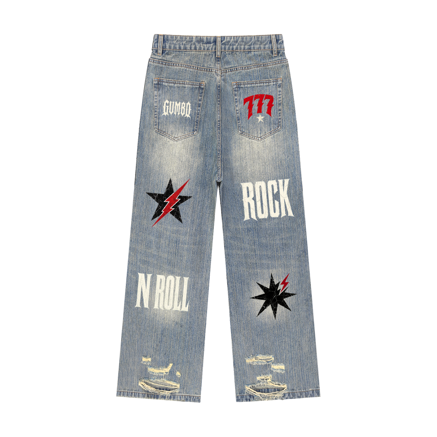 Gumbo Rock 'n Roll Collection - Vintage Wash Distressed Denim Jeans