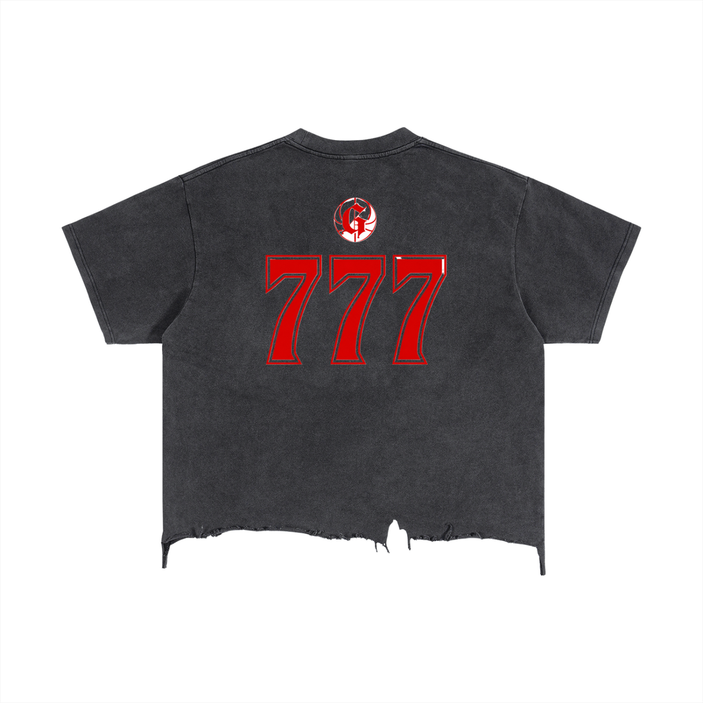 Gumbo Katakana Vintage 777 Wash Boxy Distressed Hem T-Shirt